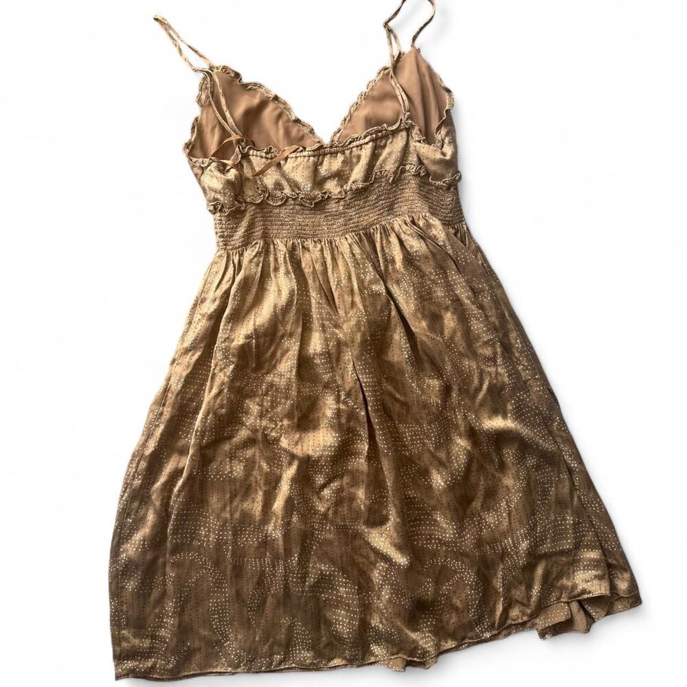 BCBGMAXAZRIA silk brown polka dot midi dress Size: L | Y2K Fairycore - Picture 6 of 6